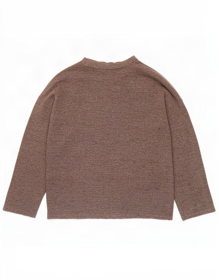 Zara Dame Oversized Crew Neck Jumper Sweater UK 10 Small Grey Polyester