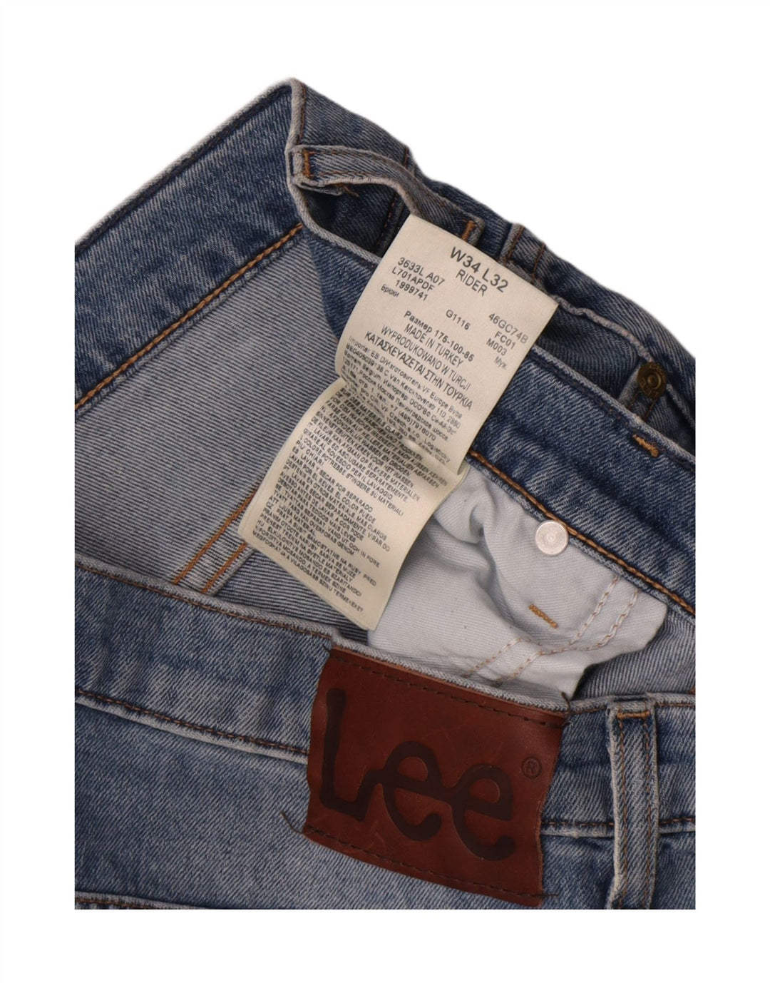 Lee Herre Rider Straight Jeans W34 L28 Blå Bomuld