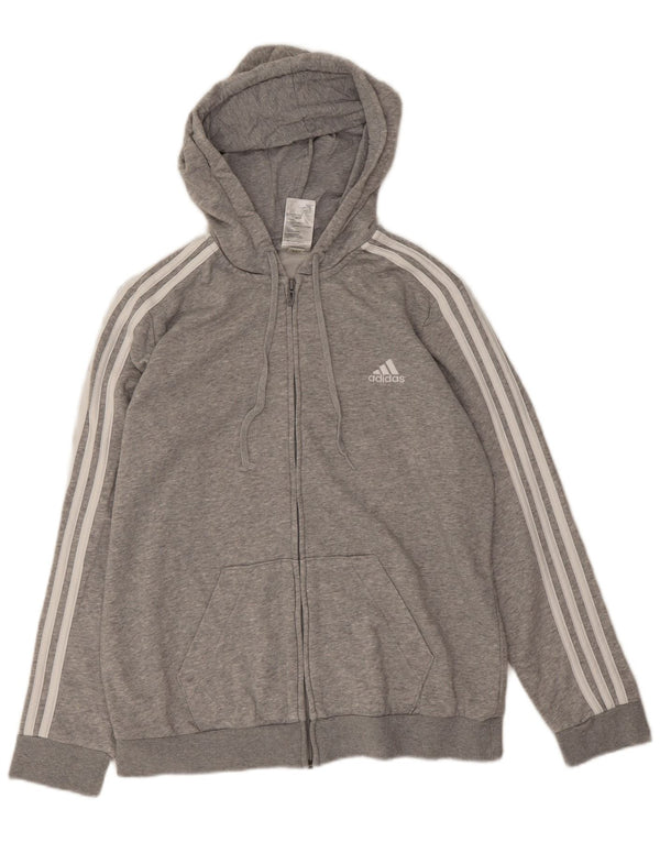 Adidas Womens Zip Hoodie Sweater UK 16/18 Large Grey Cotton
