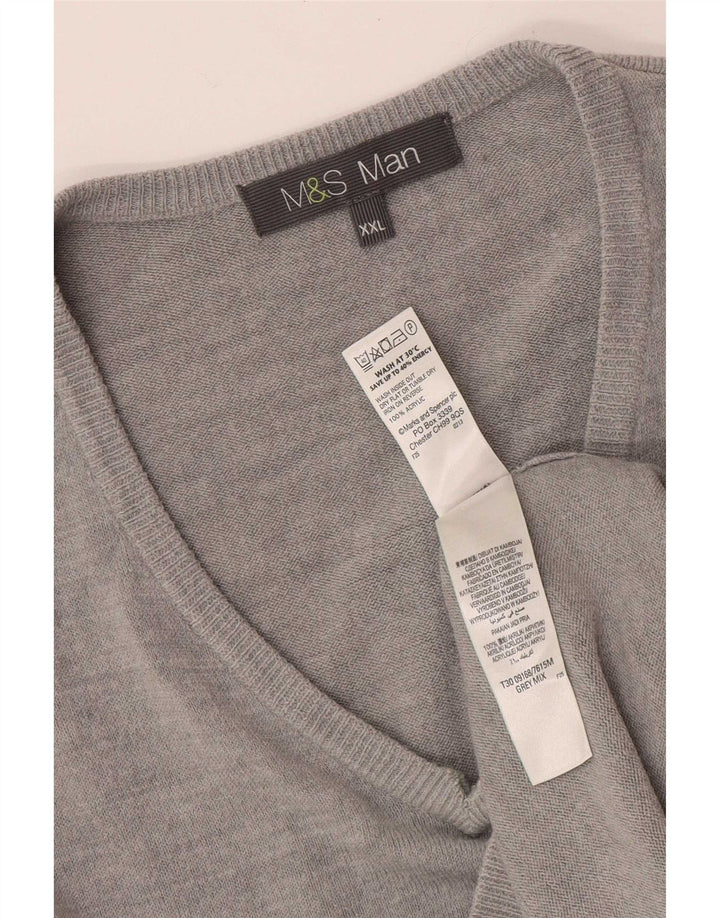 Marks & Spencer Herre V-hals sweater 2XL Grå Akryl