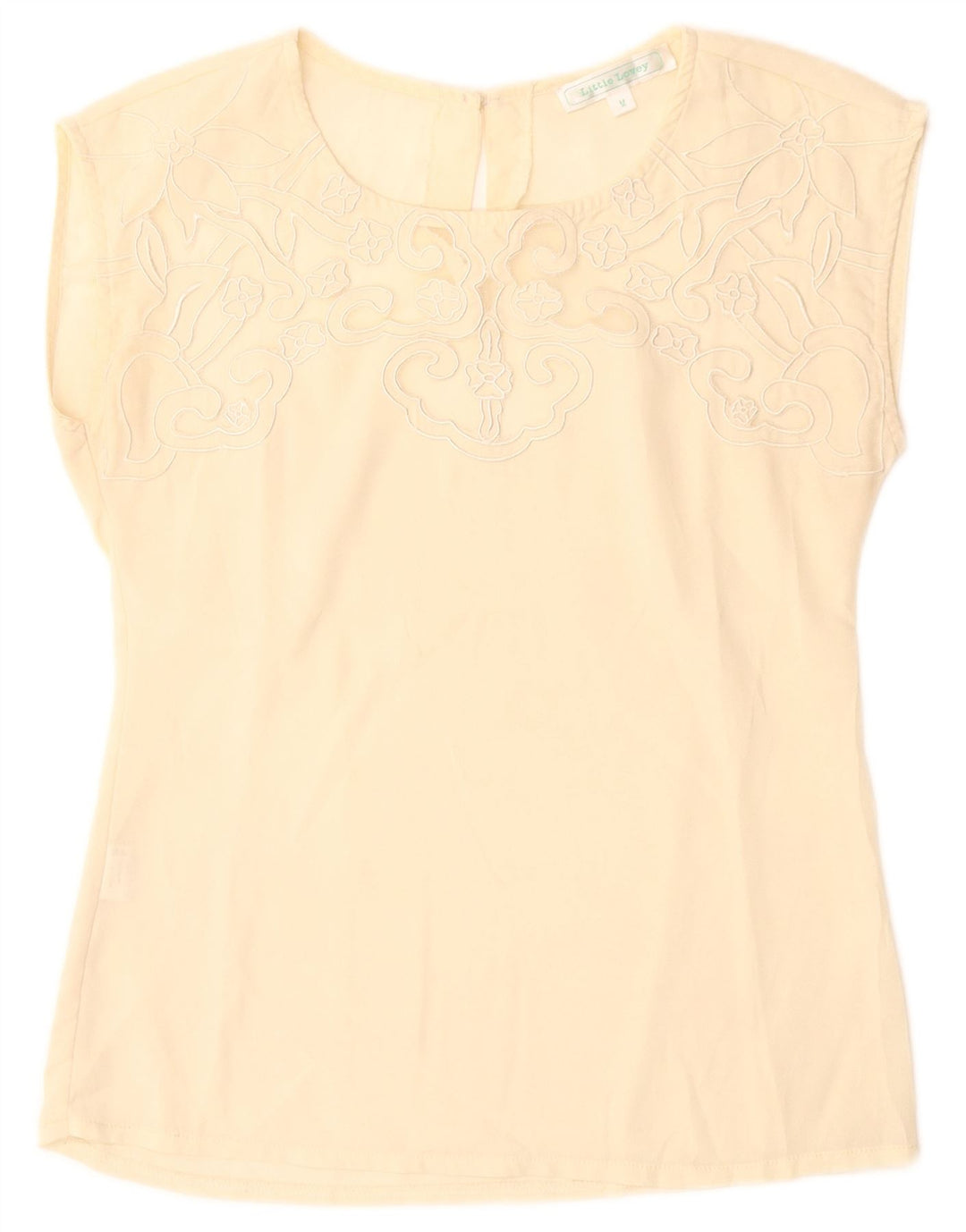 Vintage damebluse Top UK 12 Medium Beige Floral Polyester