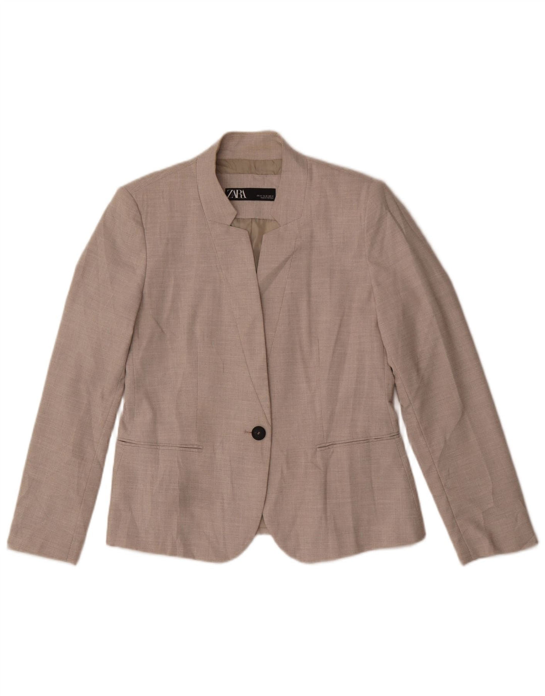 Zara Dame 1 Knap Blazer Jakke EU 42 Stor Grå