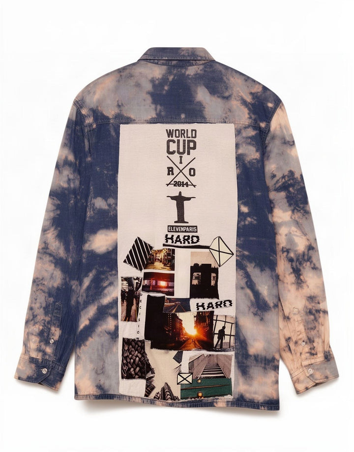 Jack & Jones Denimskjorte til mænd Large Blue Tie Dye