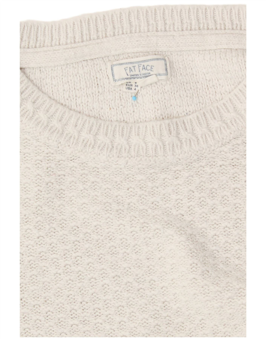 Fat Face Dame Boat Neck Jumper Sweater UK 8 Small White Viscose