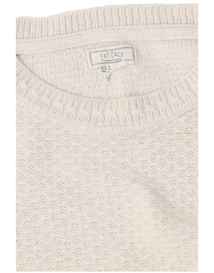 Fat Face Dame Boat Neck Jumper Sweater UK 8 Small White Viscose