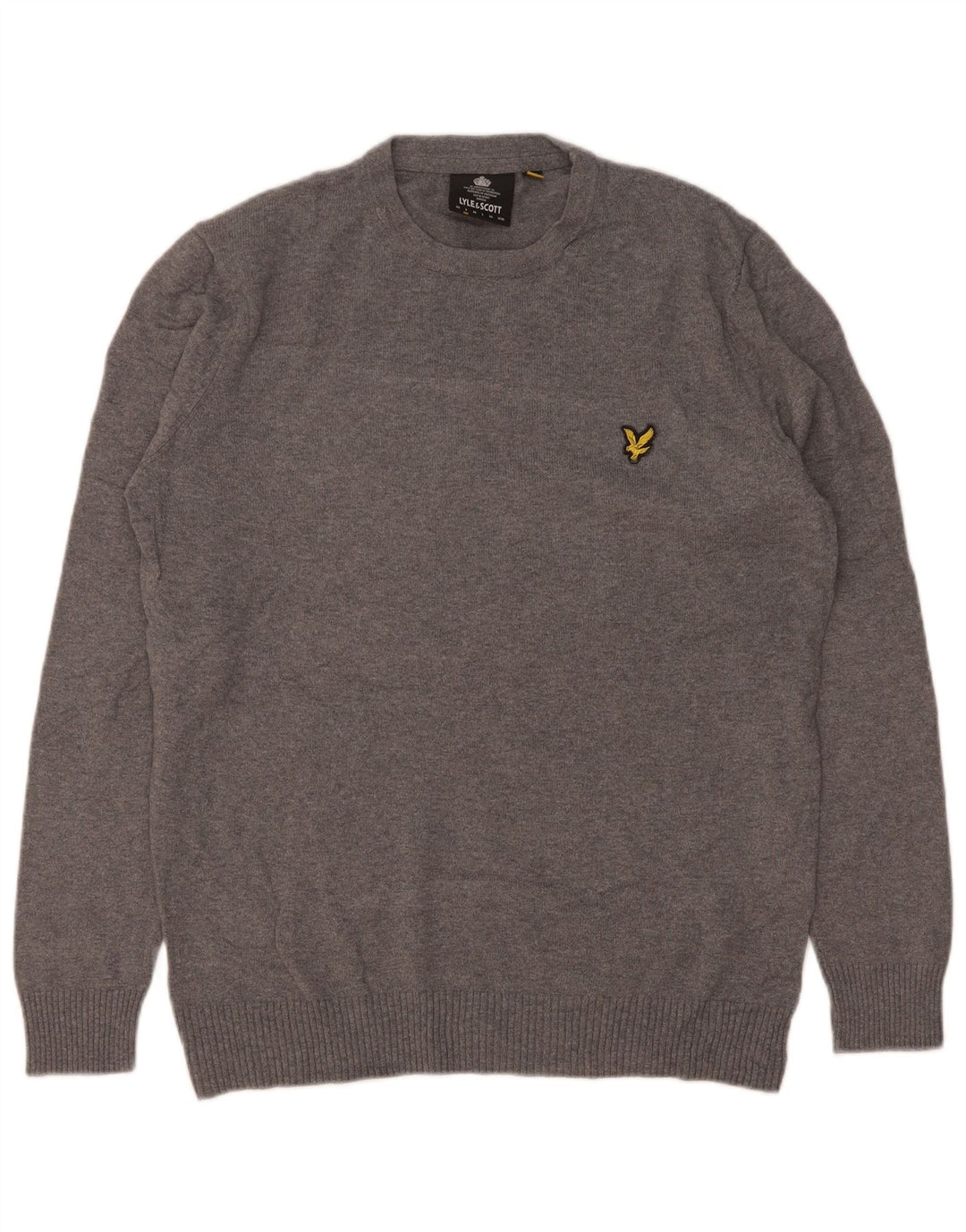 Lyle & Scott Herre sweater med rund hals, lille grå flækket bomuld