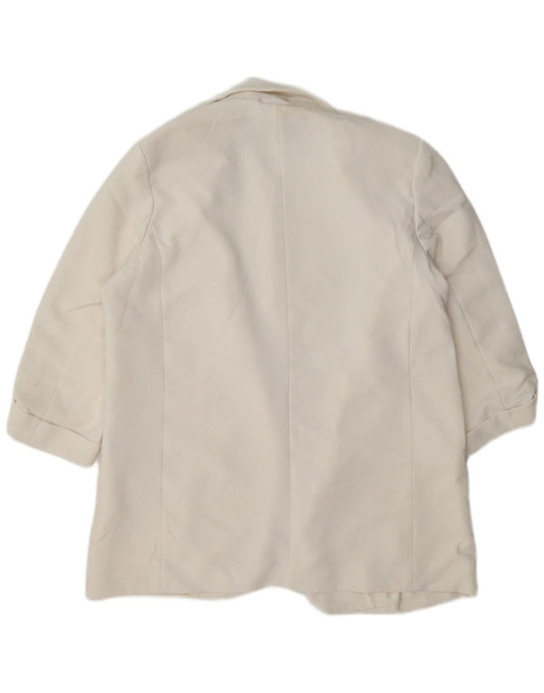 Zara Dame 3/4 ærmet åben blazerjakke UK 18 XL Hvid Acetat