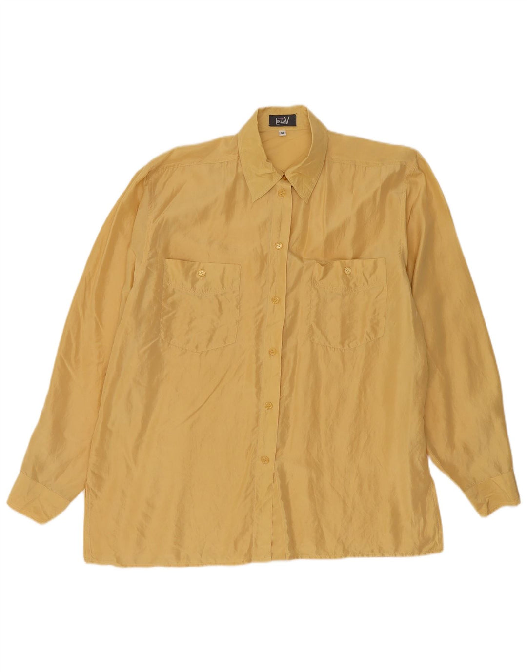 LINEAV Oversized skjortebluse til kvinder EU 40 Medium Gul Silke