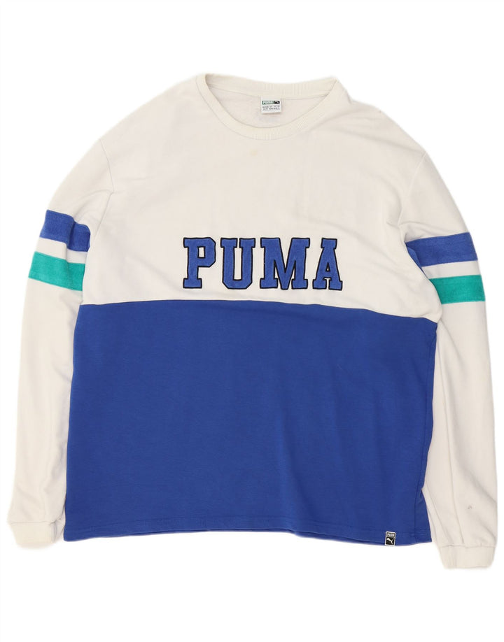Puma Herre Grafisk Top Langærmet XL Blå Colourblock Bomuld