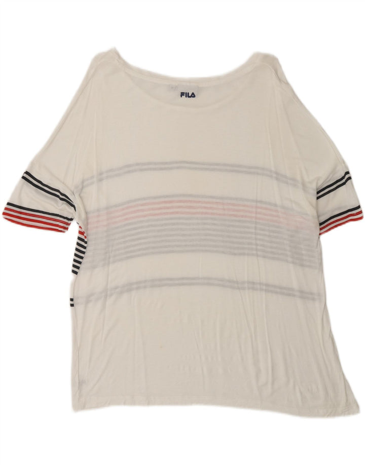 Fila Dame Oversized T-Shirt Top UK 14 Medium Hvid Stribet