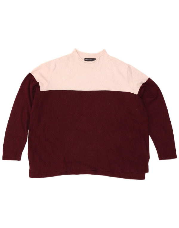 Marks & Spencer Dame Turtle Neck Jumper Sweater UK 20 2XL Burgundy
