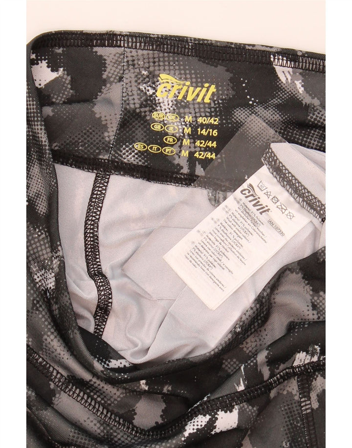 CRIVIT Womens Capri Leggings UK 14 Medium  Grey Camouflage Polyester Vintage Crivit and Second-Hand Crivit from Messina Hembry 