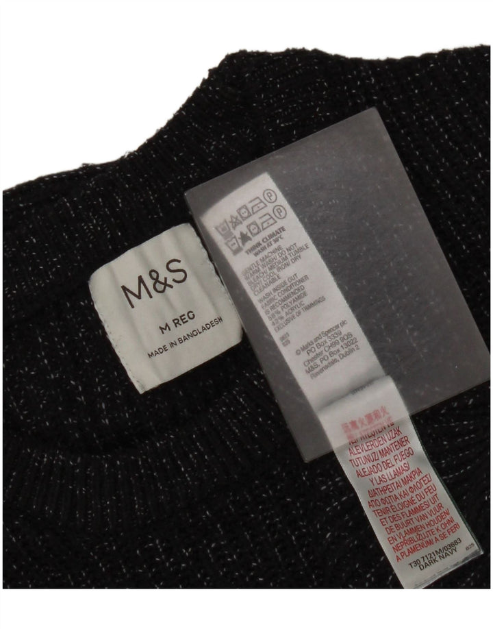 Marks & Spencer Herre sweater med rund hals, medium marineblå flækket