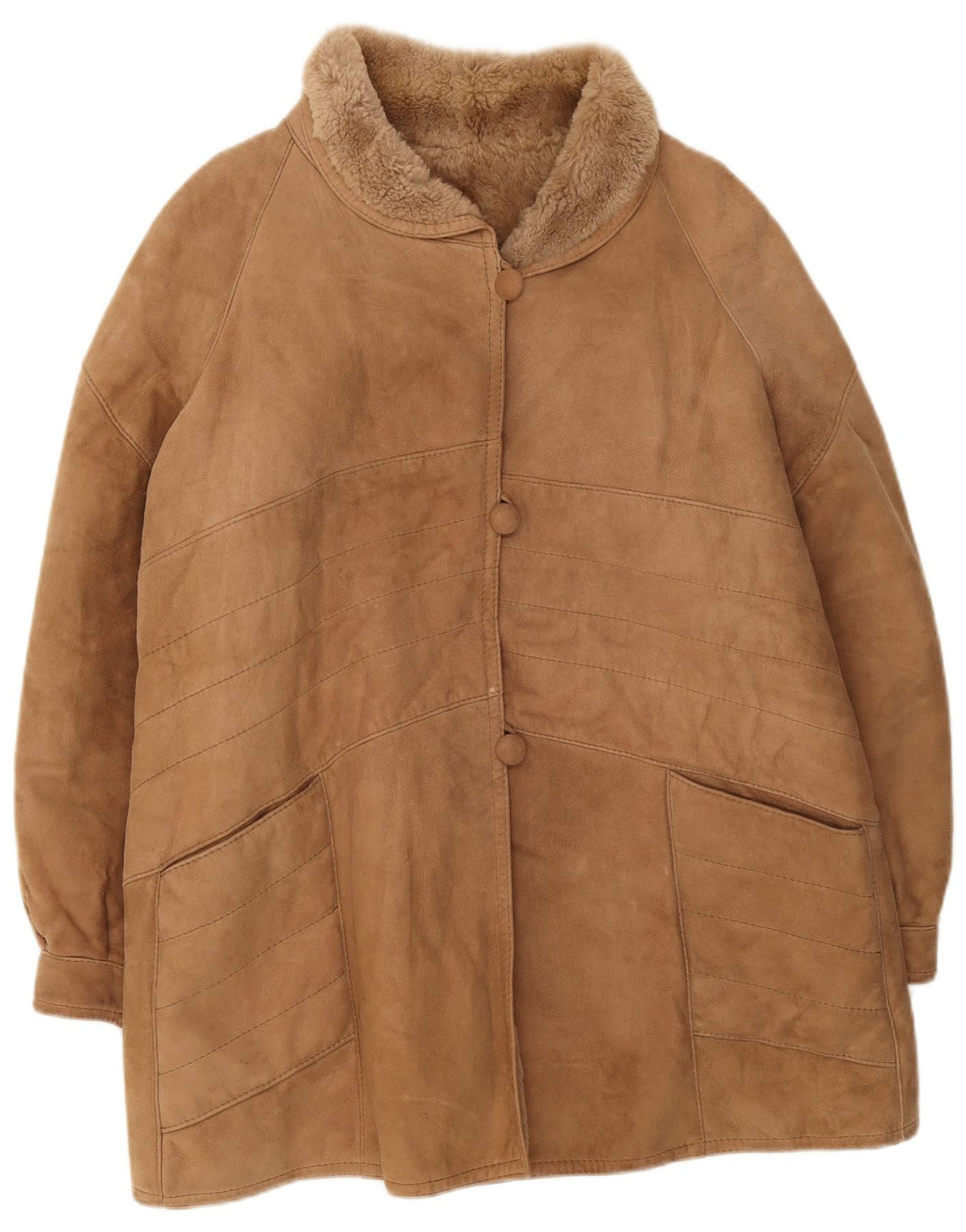 Vintage Dame Shearling Jacket UK 16 Large Brown Winter
