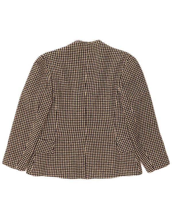 Vintage dame 1-knaps blazerjakke UK 14 Medium Black Houndstooth Uld