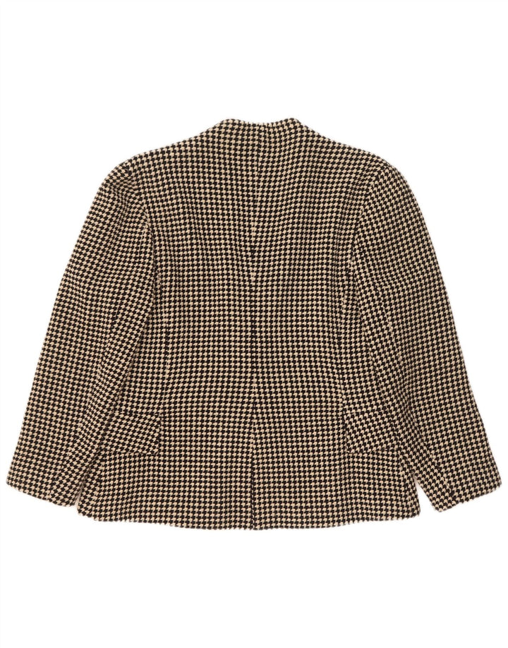 Vintage dame 1-knaps blazerjakke UK 14 Medium Black Houndstooth Uld