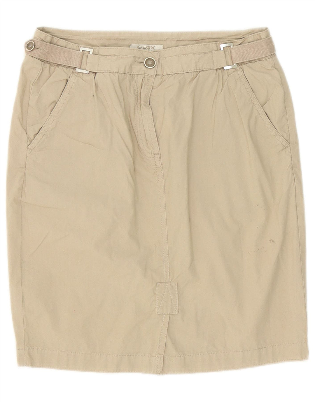 Geox Dame Mini lige nederdel IT 42 Medium W30 Beige Bomuld