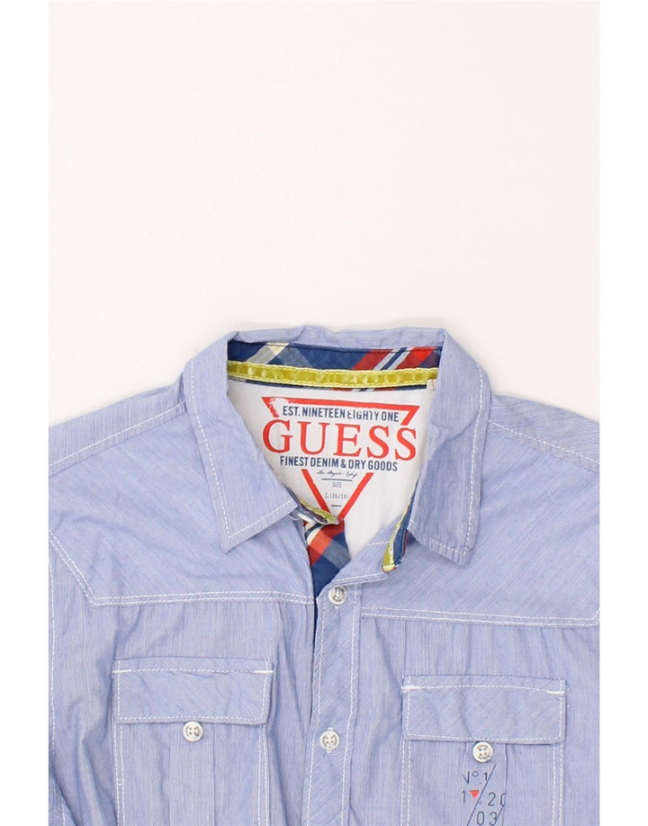 GUESS Boys Shirt 15-16 Years Blue Cotton Vintage Guess and Second-Hand Guess from Messina Hembry 