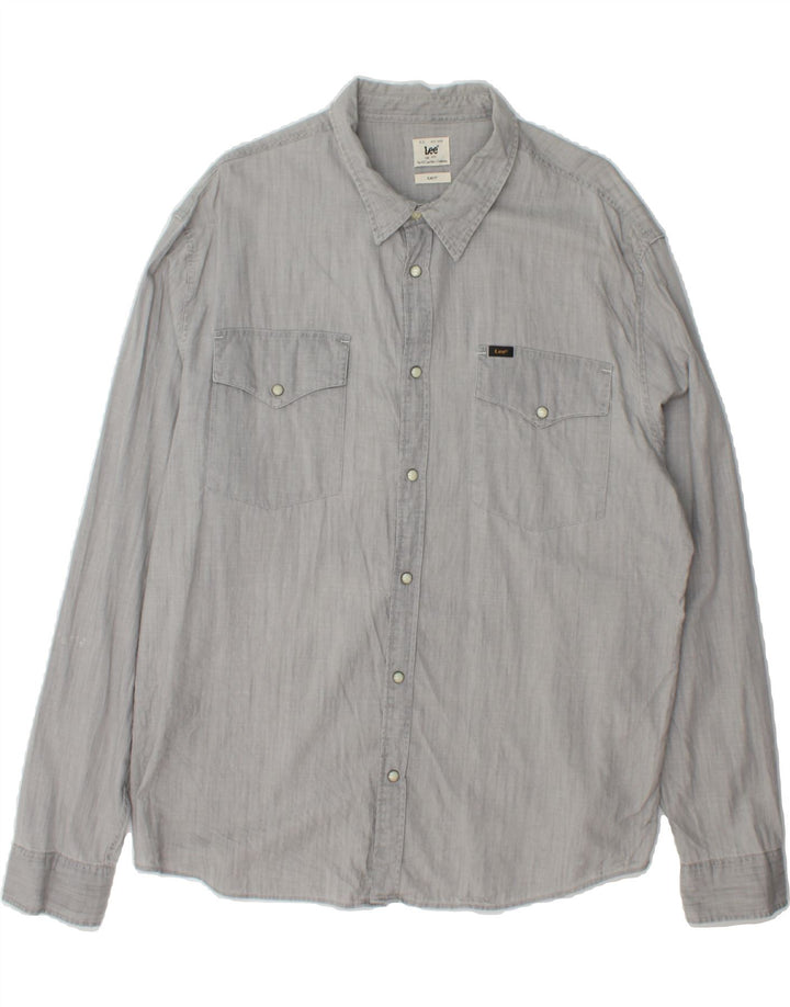 LEE Mens Slim Fit Shirt 2XL Grey Cotton Vintage Lee and Second-Hand Lee from Messina Hembry 