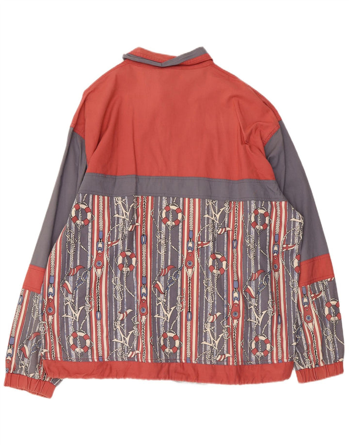 SHAMP Mens Abstract Pattern Bomber Jacket UK 40 Large Red Colourblock