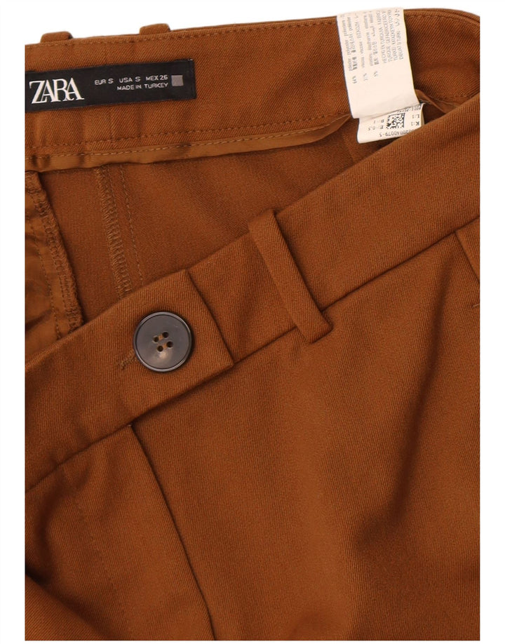 Zara Dame Flare Chino Bukser Small W26 L32 Brun Polyester