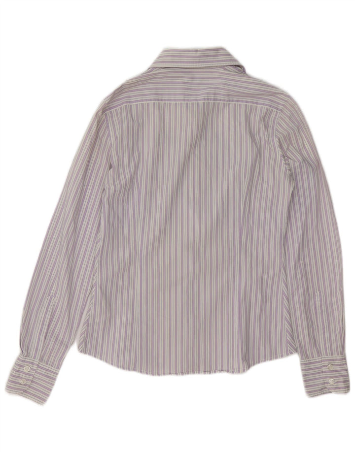 Benetton Dameskjorte UK 14 Medium Lilla Stribet Bomuld