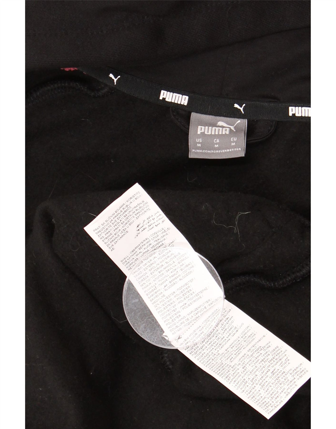 Puma hættetrøje med lynlås til kvinder UK 14 Medium Sort Colourblock Bomuld