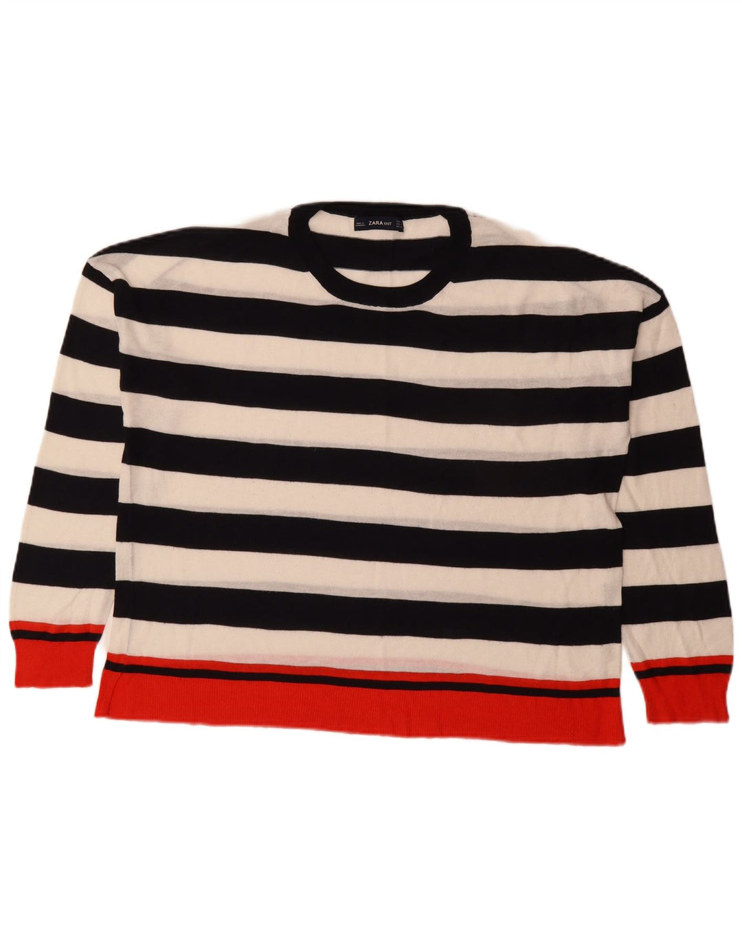 Zara Dame Jumper Sweater UK 16 Stor Flerfarvet Stribet
