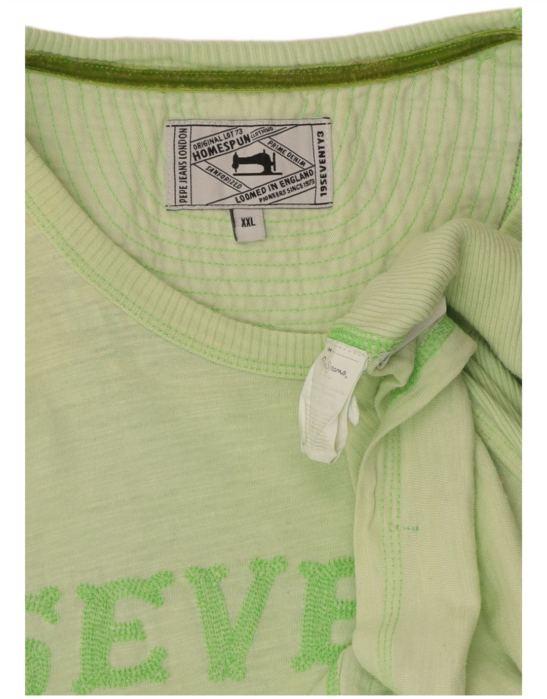 PEPE JEANS Mens Graphic T-Shirt Top 2XL Green Cotton