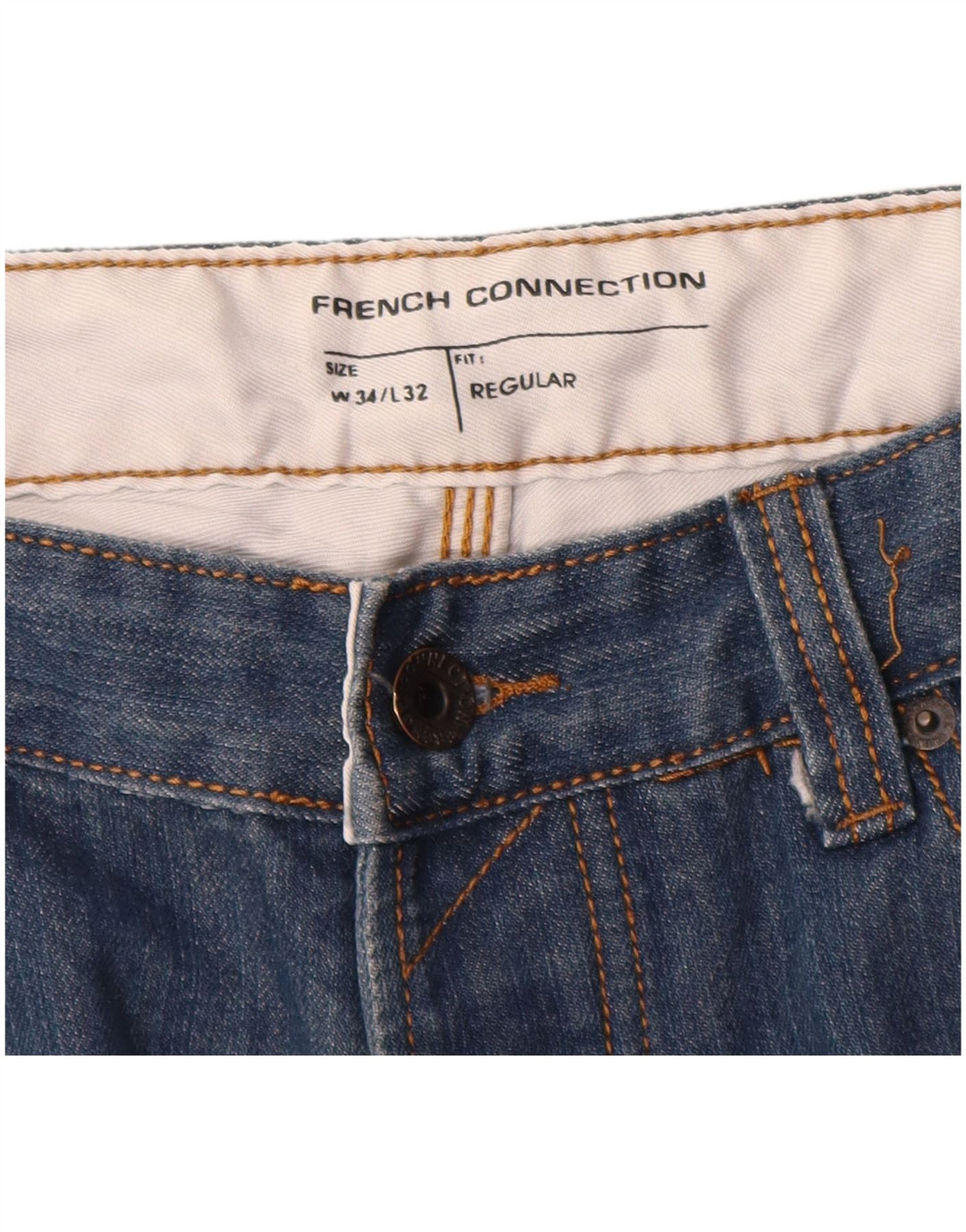 French Connection Herre Regular Fit Straight Jeans W34 L32 Blå Bomuld