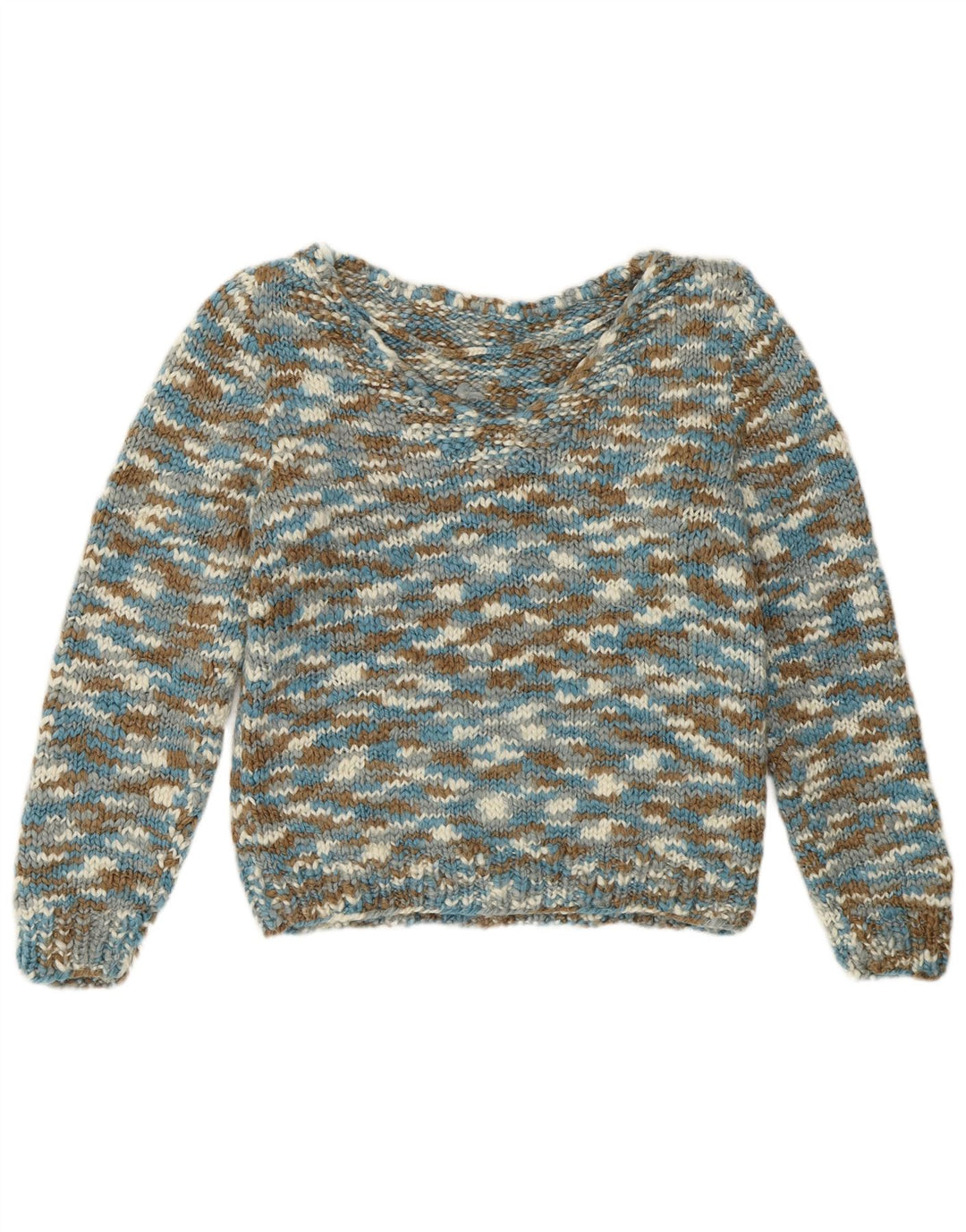 VINTAGE Womens V-Neck Jumper Sweater UK 10 Small Multicoloured Flecked