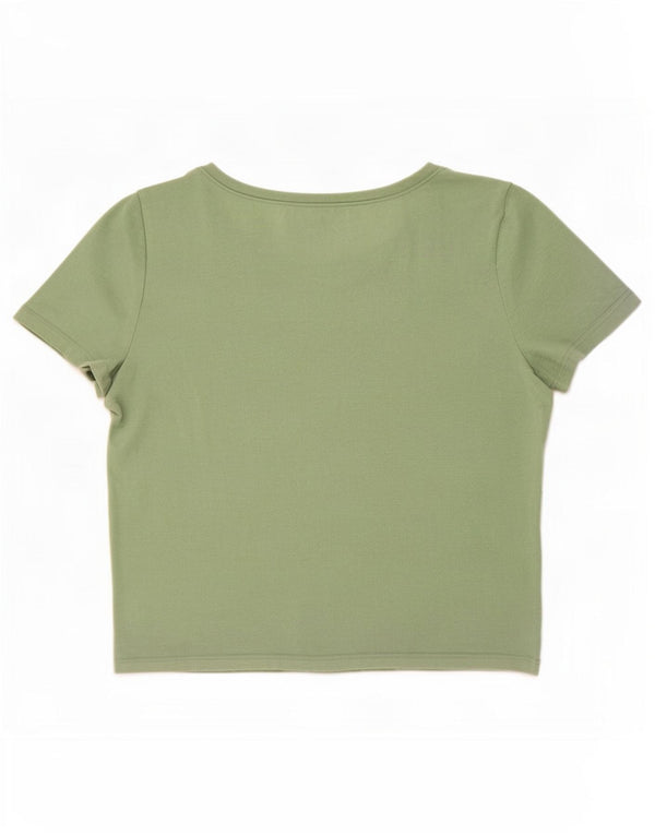 Hollister Womens Crop T-Shirt Top UK 8 Lille grøn bomuld