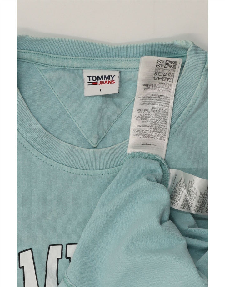 TOMMY HILFIGER Herre grafisk T-shirt Top Stor blå bomuld