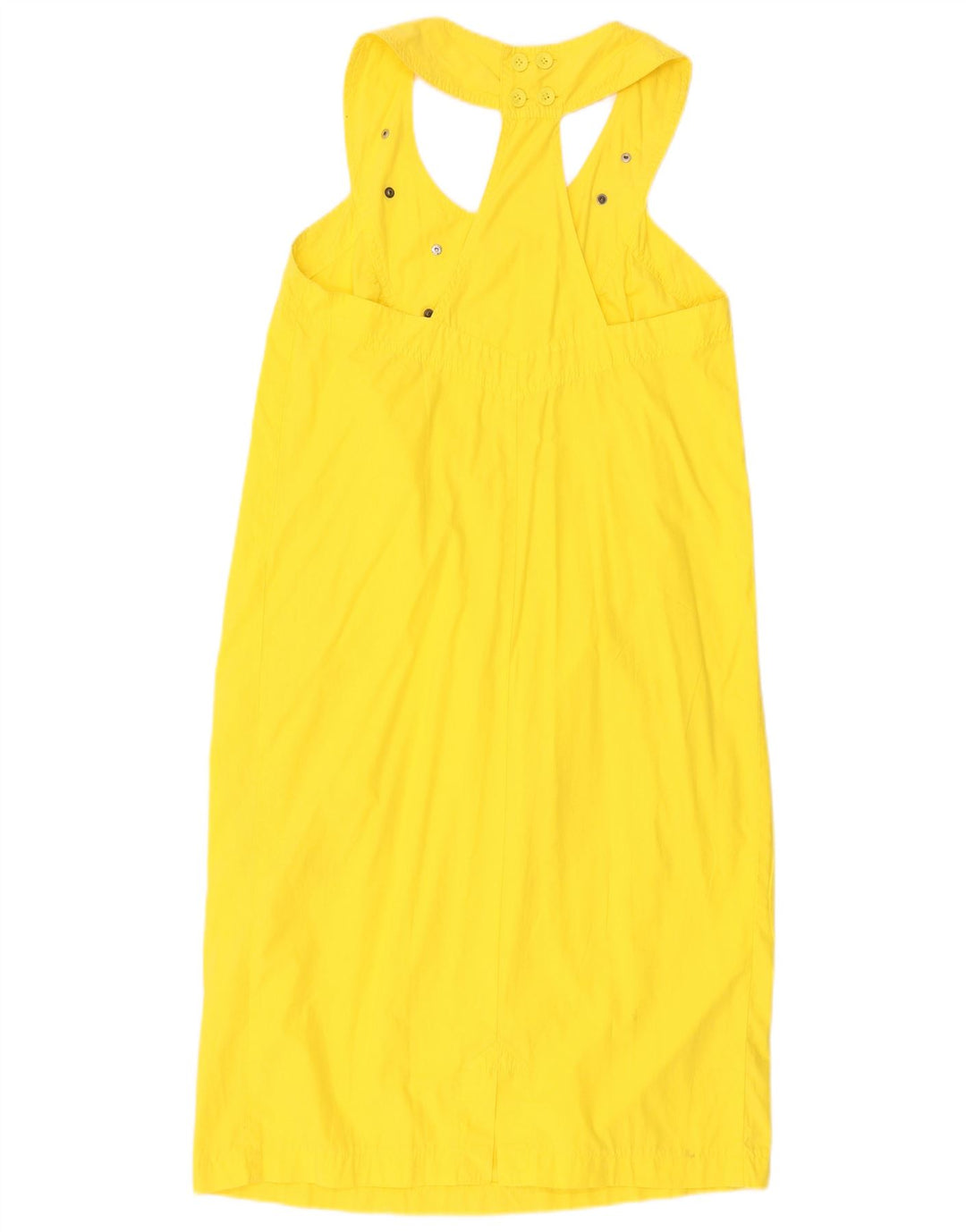 SUPERIOR Womens Halter Dress UK 12 Medium Yellow Cotton