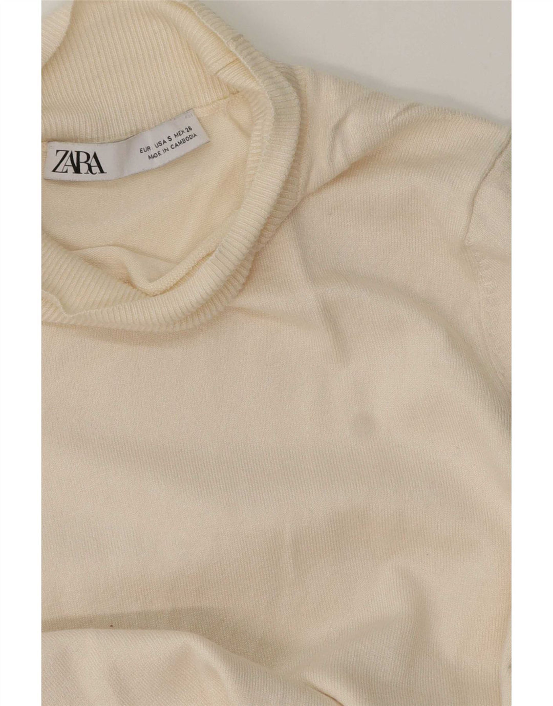Zara Dame Turtle Neck Jumper Sweater UK 10 Small Beige
