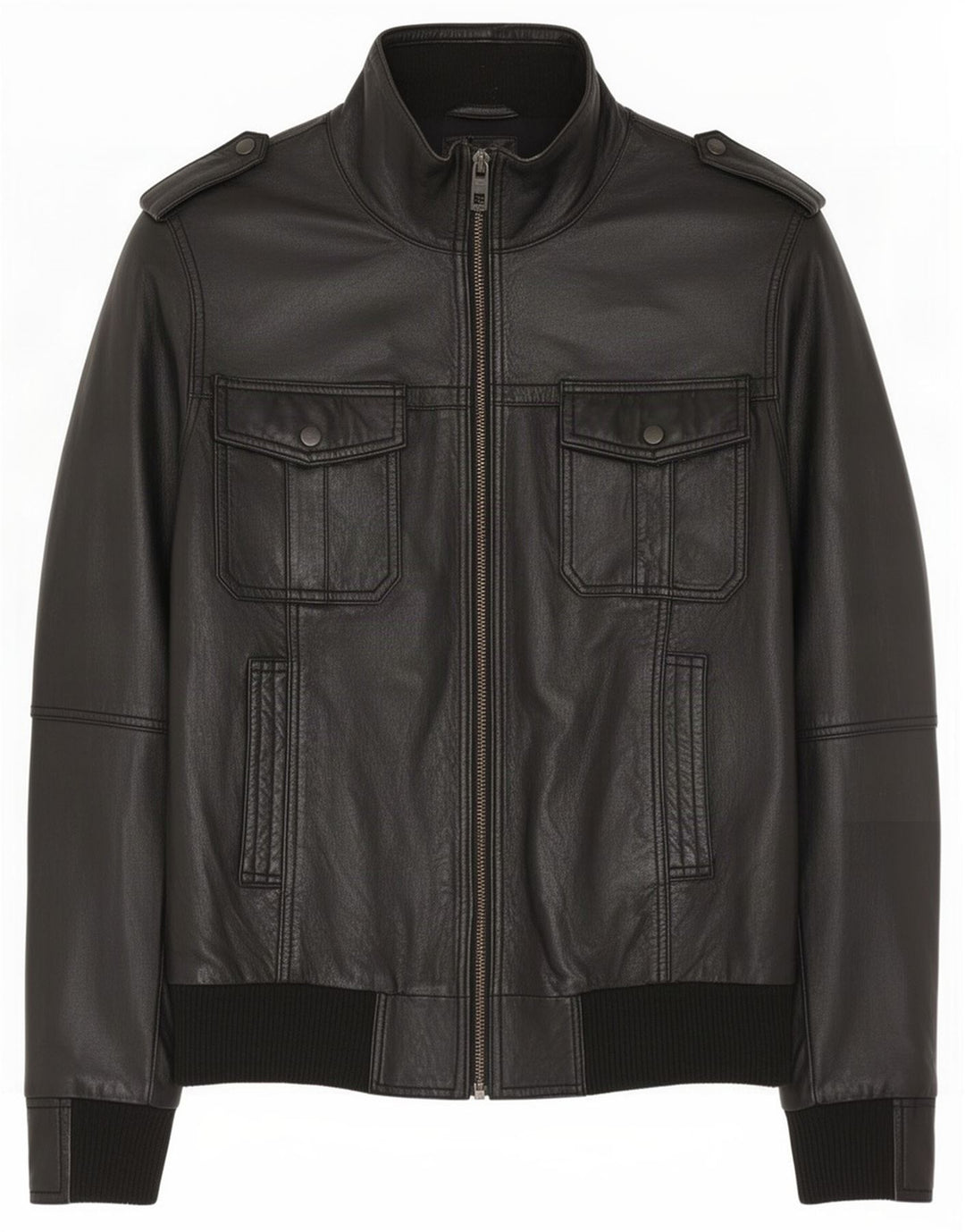 Bænk Herre Military Læderjakke UK 38 Medium Sort