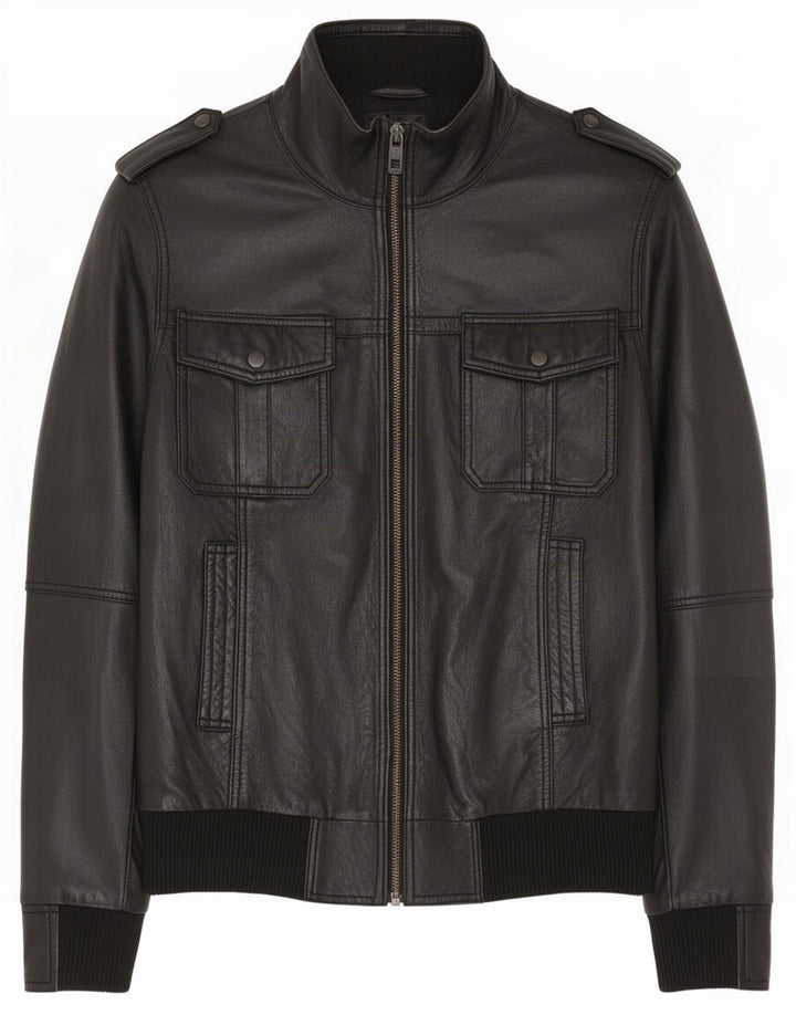 Bænk Herre Military Læderjakke UK 38 Medium Sort