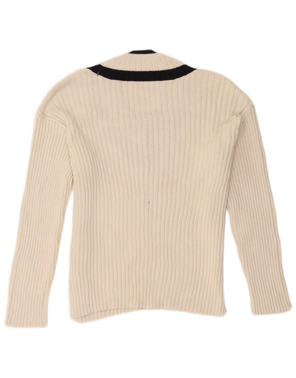 Marks & Spencer Dame V-hals sweater UK 14 Medium White Colourblock
