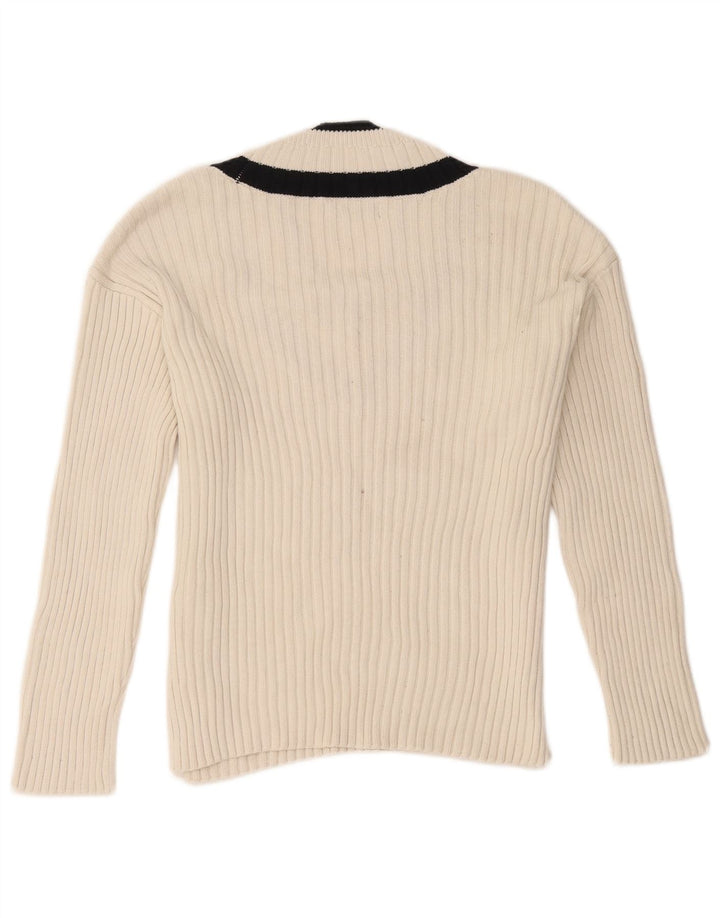Marks & Spencer Dame V-hals sweater UK 14 Medium White Colourblock