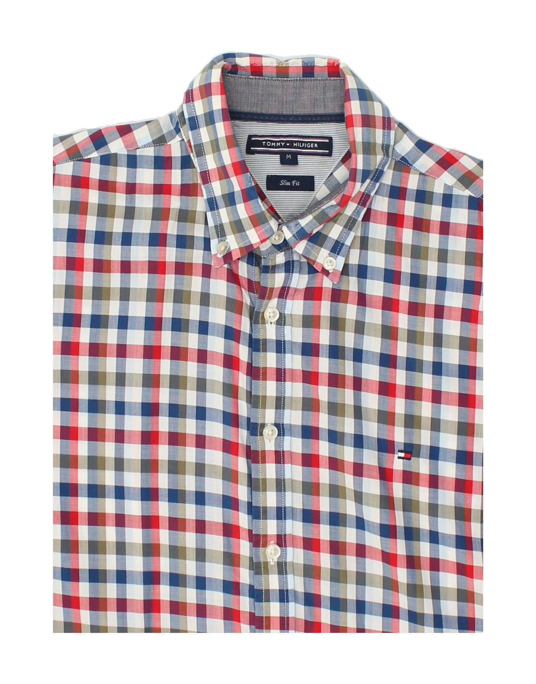 TOMMY HILFIGER Mens Slim Fit Shirt Medium Multicoloured Check Cotton Vintage Tommy Hilfiger and Second-Hand Tommy Hilfiger from Messina Hembry 
