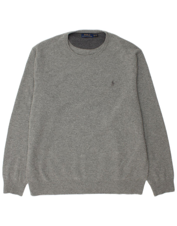 POLO RALPH LAUREN Herre Crew Neck Jumper Sweater 2XL Grå Uld