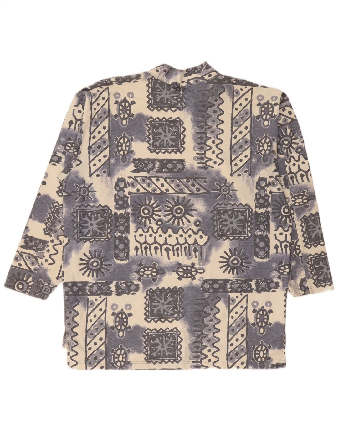 Vintage herre sweatshirt jumper XL blå geometrisk bomuld
