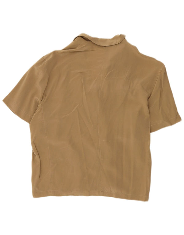 Genny Womens Short Sleeve Bluse UK 16 Large Beige Silk