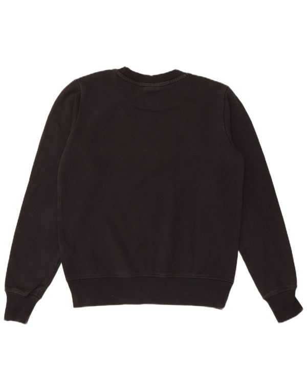 Champion Dame Grafisk Sweatshirt Jumper UK 10 Lille sort bomuld