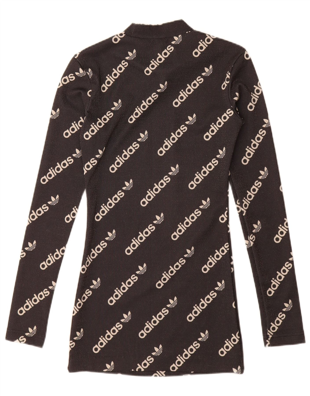 ADIDAS Langærmet grafisk T-shirtkjole til kvinder UK 4 XS Sort