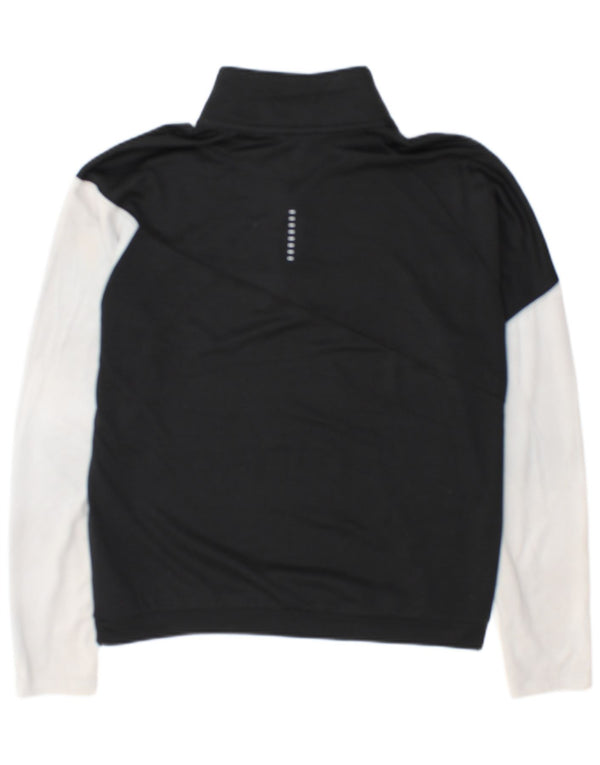 Nike Womens Zip Neck Pullover Tracksuit Top UK 14 Medium Black Colourblock