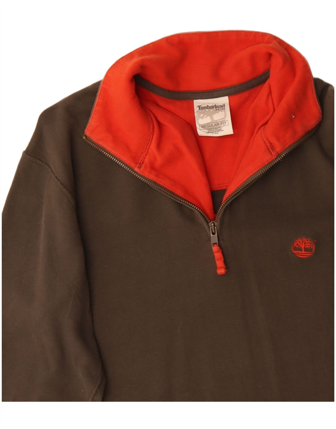 TIMBERLAND Herre Regular Fit Zip Neck Pullover Træningsdragt Top Medium Khaki