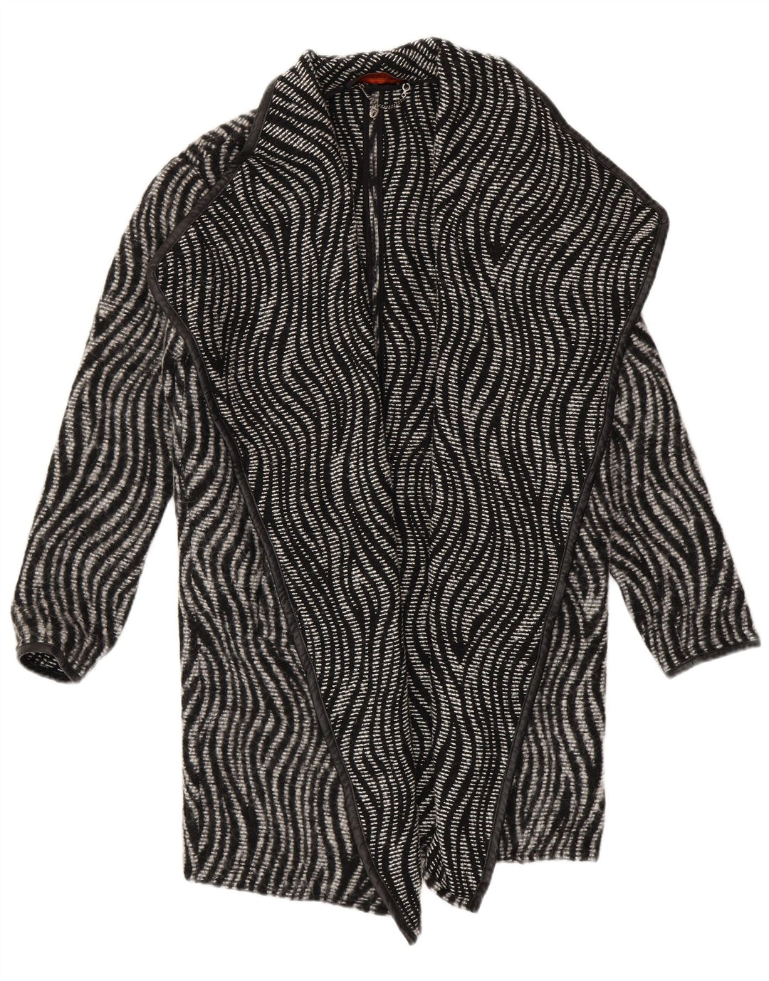 Trussardi Jeans Dame Strik Overfrakke IT 40 Small Black Animal Print