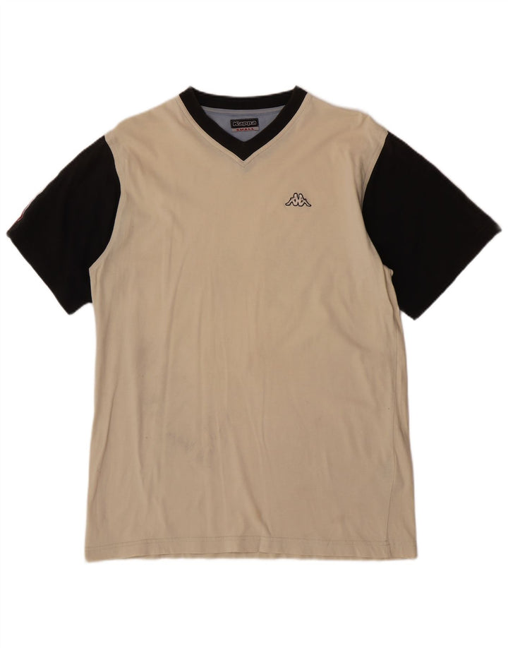 Kappa Herre T-Shirt Top Lille Beige Colourblock Bomuld