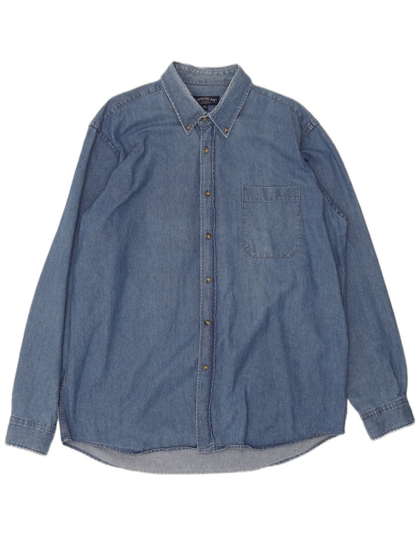 1. Amerikansk Denimskjorte til mænd Størrelse 41/42 XL Blå Bomuld